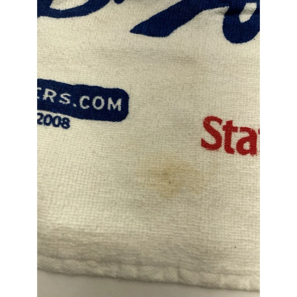 Dodgers Rally Towel White 2008 Postseason State Farm with MLB license sticker